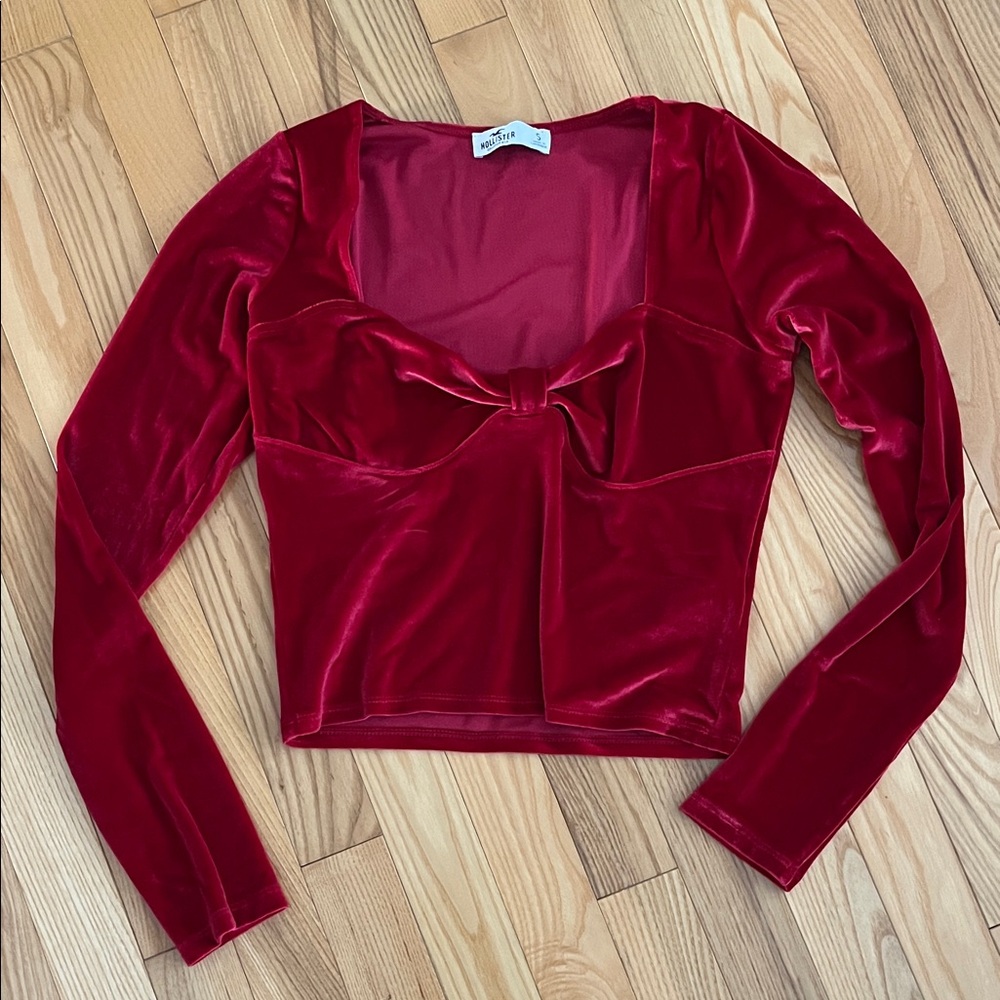 Hollister Burgundy Velvet Long Sleeve Top